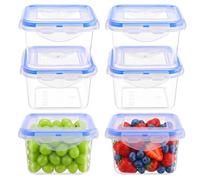 FERNVALE 6 Pack Airtight Food Containers with Lids, Plastic Reusable Snack Pots with Clip Lock, Leak-proof Small Storage Container Set Stackable for Yogurt, Fruit, Meal Prep, Lunch, BPA-Free (430ml*6)