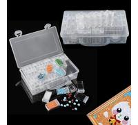 FERNVALE 64-Slot Transparent Storage Box for Diamond Painting & Nail Art - Removable Compartments with Lids, Durable PP Jewellery & Small Parts Organiser, Lockable Carry Case