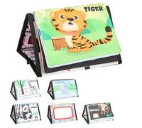 FERNVALE Baby Tummy Time Mirror Cloth Book, Foldable Sensory Toy for Newborn Infants, Soft Activity Book with Animal Patterns, Interactive Flap Pages, Portable Floor Play Toy (Style1)