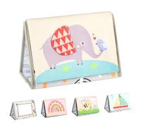 FERNVALE Baby Tummy Time Mirror Cloth Book, Foldable Sensory Toy for Newborn Infants, Soft Activity Book with Animal Patterns, Interactive Flap Pages, Portable Floor Play Toy (Style2)
