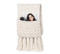 FERNVALE Boho Chic Armrest Organiser for Sofa & Chair - Non-Slip Couch Arm Storage Basket for Remote, Phone, Tablet & Magazines - Bedside Hanging Armrest Organiser for Living Room, Dorm & Small Spaces