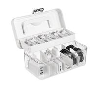 FERNVALE Cable Management Box Dual Layer Charger Storage Box with Lid Large Data Tidy Cord Organizer Box for Desk Home Office Dustproof Wire Organiser for Power Strip Adapters USB Cables White