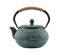 FERNVALE Cast Iron Teapot with Infuser 900ml Stovetop Safe Japanese Tetsubin Tea Kettle Enameled Interior Loose Leaf Tea Pot with Removable Strainer Cherry Blossom Pattern Dark Green