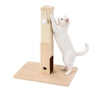 FERNVALE Cat Scratching Post Indoor Cat Tree with Natural Sisal Rope Interactive Dangling Toy Ball & Self-Grooming Brush Vertical Claw Scratcher for Kittens and Adult Cats (Beige)