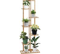 FERNVALE Corner Plant Stand - 5/6 Tier Solid Wood Display Shelf 120x44x22cm | Vintage Indoor/Outdoor Flower Pot Holder for Balcony/Living Room | Anti-Corrosion Yellow Finish (6 Layers)