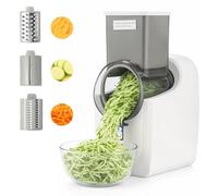 FERNVALE Electric Cheese Grater Automatic Rotary Vegetable & Fruit Slicer with 3 Interchangeable Blades Multi Grater Shredder for Cheese Carrot Cucumber Potato Home Kitchen Food Processor White