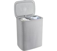 FERNVALE Laundry Basket 90L Grey - Foldable Laundry Separation Basket with 2 Removable Bags, Large Capacity Hamper for Light/Dark Clothes | Cotton Storage Bin for Bedroom, Bathroom