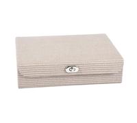 FERNVALE Lockable PU Storage Box Large Capacity Jewelry Keepsake Chest for Photos Cosmetics Documents Rectangular Organizer Decorative Storage Box with Lid for Home Closet Entryway Décor (L)