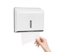 FERNVALE Multifold Paper Towel Dispenser Wall-Mounted ABS Hand Towel Holder Compatible with Z-Fold/C-Fold Paper Towels High Capacity 200 Sheets for Home Office Bathroom Hotel Restaurant (White)