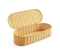 FERNVALE Oval Handwoven Rattan Storage Basket Decorative Woven Storage Organizer Bin for Bathroom Kitchen Pantry Cabinet Closet Desktop Organization and Home Decor Daily Use