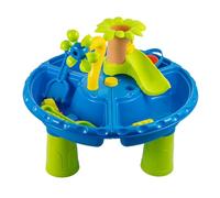 FERNVALE Sand and Water Table for Toddlers, Double Compartment Sensory Play Table with Lid, Foldable Portable Outdoor Water Play Set with Water Wheel, Boat & Moulds for Kids 18 Months+ (21)