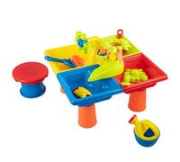 FERNVALE Sand and Water Table for Toddlers, Double Compartment Sensory Play Table with Lid, Foldable Portable Outdoor Water Play Set with Water Wheel, Boat & Moulds for Kids 18 Months+ (25)
