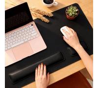 FERNVALE Three-Piece Set PU Leather Desk Pad Includes Large Mouse Pad + Keyboard Wrist Rest + Mouse Wrist Rest for Keyboard and Laptop Home Office Desk Pads (Black, 80cm*40cm)