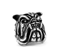 Ferocious Bulldog Ring Stainless Steel Men's Gothic Pet Dog Biker Ring Size 7-13-13