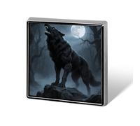 Ferocious Howling Wolf Lapel Pin Cute Metal Brooch Pin Fashionable Square Badge for Shirts, Hats, Jackets Unique Fashion Accessories Gift for Men & Women