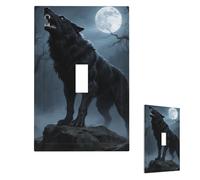 Ferocious Howling Wolf Wall Plate Cover Modern Decorative 1 Gang Light Switch Cover Unbreakable Receptacle Outlet Covers For Living Room Bedroom Home Decor Single Toggle