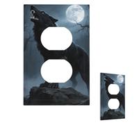 Ferocious Howling Wolf Wall Plate Cover Modern Decorative 1 Gang Light Switch Cover Unbreakable Receptacle Outlet Covers For Living Room Bedroom Home Decor Duplex