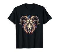 Ferocious Mountain Goat Head with Mystic Peaks T-Shirt