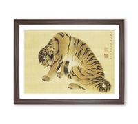 Ferocious Tiger By Maruyama Okyo Asian Japanese Framed Print | A4 Walnut Framed Wall Art | Ready to Hang | Asian Animal Picture | Living Room Bedroom Lounge Office