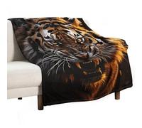 Ferocious Tiger Flannel Throw Blanket - 60"x80" Soft Lightweight Plush Blanket for Couch Bed Sofa, Oversized Camping Travel Blankets, Machine Washable Home Decor Gift for Men Women