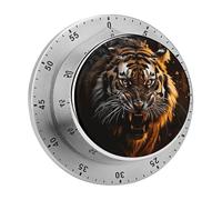 Ferocious Tiger Kitchen Timer - Mechanical Visual Timer, Stainless Steel Digital Timers with Magnetic Base Egg Timers for Hard Boiled Eggs 60-Minute Countdown Kitchen Clock for Cooking