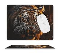 Ferocious Tiger Mouse Pad, 10 X 8 Inch PU Leather Mousepad with Smooth Surface, Square Waterproof Mouse Mat Non-Slip Ultra Thin Desk Pad for Gaming, Office & Home