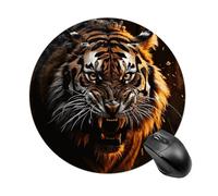 Ferocious Tiger Mouse Pad Round Laptop Mouse Mat Cute Computer Mousepad Keyboard Pad Non-Slip Desk Pads for Gaming Office Work Home