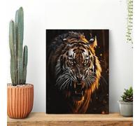 Ferocious Tiger Wall Art for Living Room Modern Canvas Framed Prints Paintings Artwork for Walls, Minimalist Abstract Art Pictures for Hallway, Office Wall Decor 12x16inch(30x40cm)