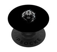 Ferocious White Tiger Electric Spirit Roar PopSockets Adhesive PopGrip