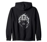 Ferocious White Tiger Electric Spirit Roar Zip Hoodie