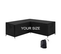 Ferocity Garden Furniture L-Shape Corner Cover Made to Measure, Breathable Table and Chairs, Water-Repellent, Windproof, Protective Cover, Garden Table Cover, Black, [131]