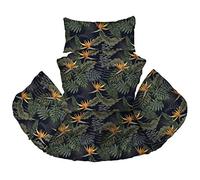 Ferocity Hanging Basket Chair Cushions, Hanging Outdoor Cocoon Egg Hammock Chair Pads with Head Pillow, Removable Cover, for Patio Garden, Palm trees (Strelitzia reginae) [114]