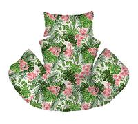 Ferocity Hanging Basket Chair Cushions, Hanging Outdoor Cocoon Egg Hammock Chair Pads with Head Pillow, Removable Cover, for Patio Garden, Bright Palm [114]