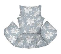 Ferocity Hanging Basket Chair Cushions, Hanging Outdoor Cocoon Egg Hammock Chair Pads with Head Pillow, Removable Cover, for Patio Garden, Blue flowers (Lilies) [114]