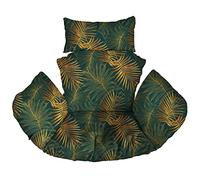 Ferocity Hanging Basket Chair Cushions XXL, Hanging Outdoor Cocoon Egg Hammock Chair Pads with Head Pillow, Removable Cover, for Patio Garden, Palm Green [114]