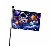 Ferocity Personalized Astronaut Galaxy Bicycle Safety Flag with Pole for Kids with Name for Bike Trailer 120 cm Adjustable & Reflective Safety Pennant Bike Accessory for Scooter or Go-Karts [164]