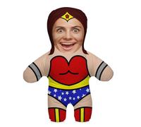 Ferocity Personalized Funny Photo Gift Pillow Cushion with Filling; Body with your own Face Picture Printed; 45 cm High; Birthday Present Mother's Day; Motif Wonder Lady [091]