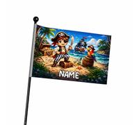Ferocity Personalized Pirate Skull Bicycle Safety Flag with Pole for Kids with Name for Bike Trailer 120 cm Adjustable & Reflective Safety Pennant Bike Accessory for Scooter or Go-Karts [164]