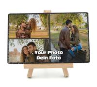 Ferocity Personalized Slate Plaque with Individual 3 Photos and Text 20 x 30 cm Customizable Photo Gift Slate Image with Photo Collage Print [166]