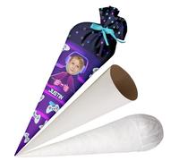 Ferocity School Cone Bag Gamer for Boys, Personalized Bag, 70 cm Fabric Sugar Bag with Name, Round Cardboard Blank and Filling, Large Bag as a Pillow [149]