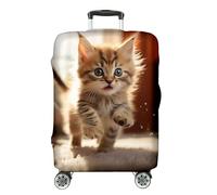 Ferocity Suitcase Cover 18-22 inches, Deluxe Fabric, Travel Trolley Cover, Elastic, Washable, Luggage Sleeve Protector, Suitcase slipcover, Anti Scratch, Small Size S, Pattern Cat [083]