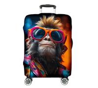 Ferocity Suitcase Cover 23-26 inches, Deluxe Fabric, Travel Suitcase Cover, Elastic, Washable, Protective Luggage Cover, Suitcase slipcover, Anti Scratch, Medium Size M, Pattern Sunglass Monkey [083]
