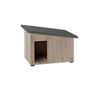 Ferplast ARGO 100 FSC Wooden Dog House - Sloping Roof, Openable - Waterproof & Anti-UV Resin Treatment - Insulating Feet - Finished Door - 100 x 55 xh 73.5 cm