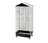 Ferplast Bird Cage Aviary NOTA Outdoor Indoor for Birds, Canaries, Budgies, Finches, Loverbirds, Metal, Sheet Metal Roof, Accessories Included Rotating Feeder Perches Wheels, 76,5 x 57 x h 161,5 cm.
