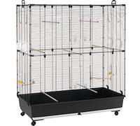 Ferplast Bird Cage Aviary PLANETA LARGE Large Cage for Birds, Canaries, Budgies, Finches, Loverbirds, Metal, Accessories Included Rotating Feeders Perches Wheels, 118 x 59 x h 135 cm.