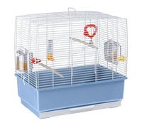 Ferplast Bird Cage Canary Cage Rekord 3, Complete with Accessories and Rotating Feeders, Sturdy White Painted Metal and Blue Plastic Bottom, 49 X 30 XH 48.5 cm