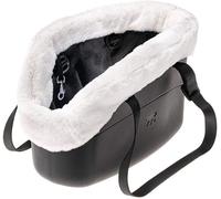 Ferplast Carrier bag for dogs WITH-ME WINTER, made of EVA, Soft rubber plastic, with faux-fur lining, Adjustable handles, Safety belt included, 21.5 x 43.5 x h 27 cm Black
