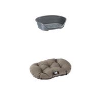 Ferplast Cat Bed, Plastic Dog Bed Large, with Cotton Padded Cushion, Ventilation Holes and Non-Slip Rubber Feet for Added Stability 82 x 59,5 x h. 25 cm. Dark Grey