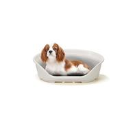 Ferplast Cat Bed, Plastic Dog Bed Medium, Ventilation Holes and Non-Slip Rubber Feet for Added Stability 70,5 x 52 x h. 23.5 cm. White