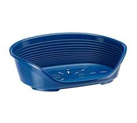 FERPLAST - Dog Bed & Cat Bed - Plastic Dog Bed Medium - 100% Recycled Plastic - Dog Bed Washable - Dog Basket - Breathable & Antislip - Siesta Deluxe - 74 x 48 x h 25 CM, L, BLUE